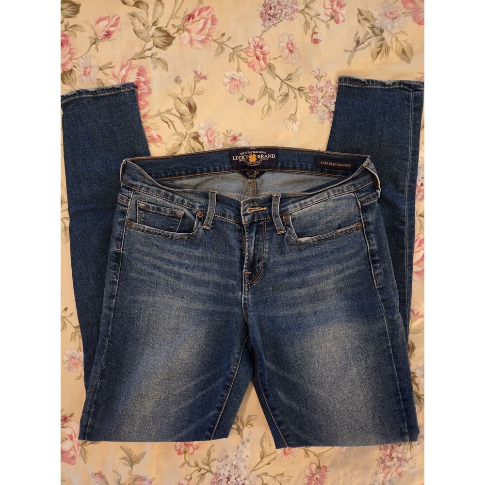 Lucky Brand Charlie Skinny Jeans Womens 6/28 Medium Wash Blue Denim Mid Rise